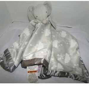 Parents Choice Lovie Blanket Gray Elephant Cloud Star Satin Trim